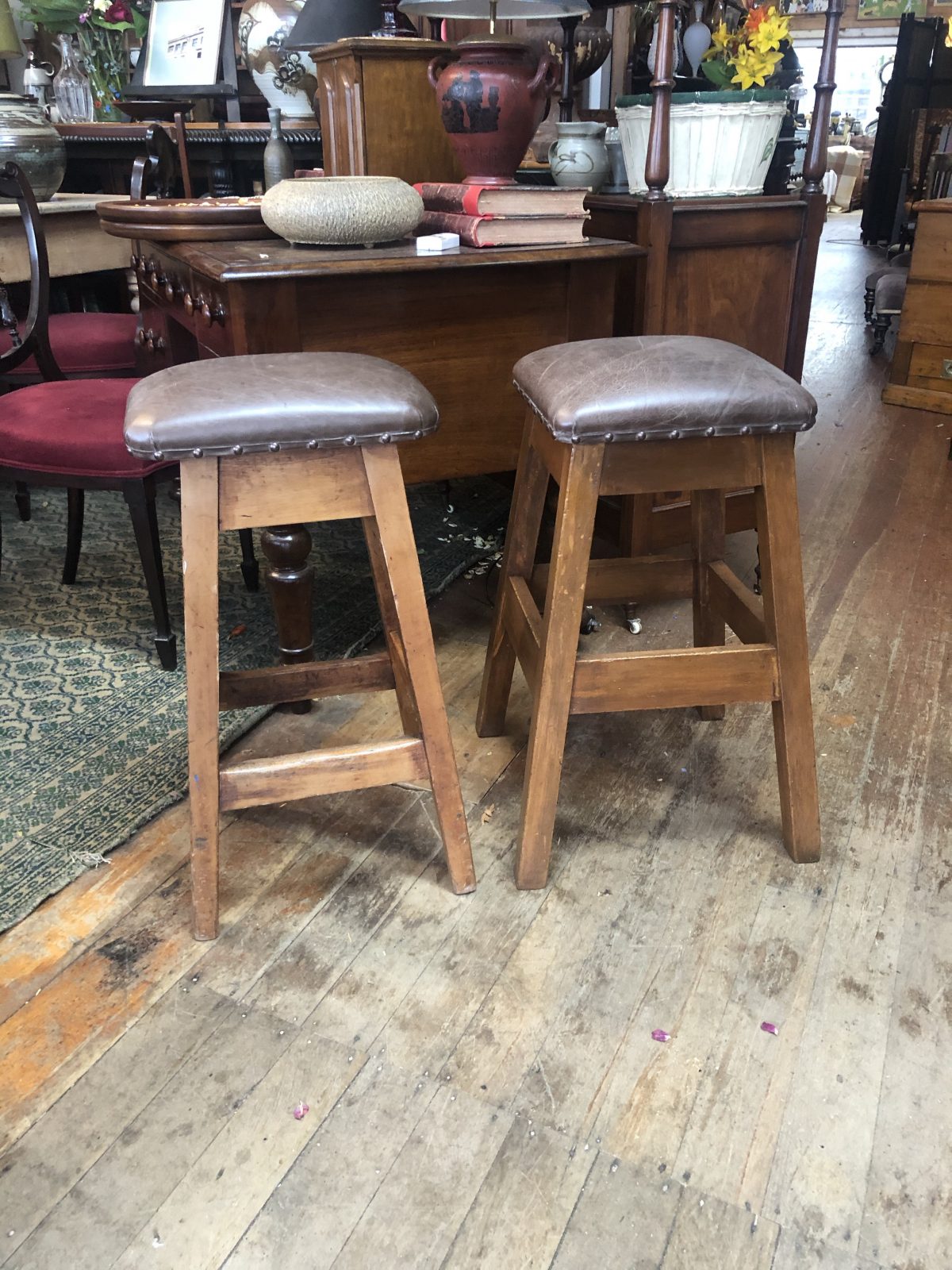 186. Leather top Stools
